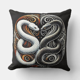 Yin Yang-ontwerp met twee slangen Kussen