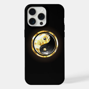 Yin Yang or en or sur fond noir