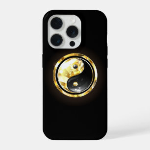 Yin Yang or en or sur fond noir