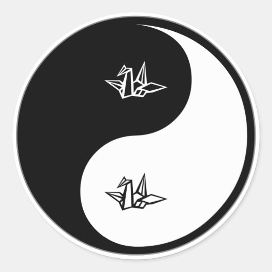 Yin Yang Origami Ronde Sticker (Voorkant)