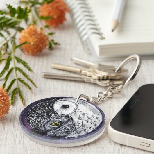 Yin Yang Owls Sleutelhanger (Voorkant Rechts)