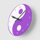 Yin Yang Paars en White Symbol Clock Ronde Klok (Hoek)