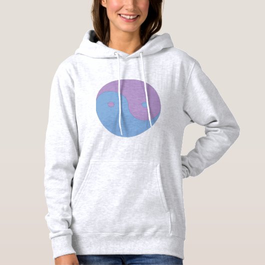 Yin Yang Paarse en Blauwe Vrede Meditatie Ontwerp Hoodie (Voorkant)