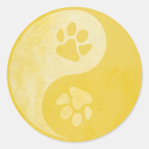 Yin Yang Paw Gold Ronde Sticker