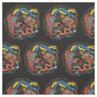 Yin Yang Phoenix en Dragon Fabric Stof