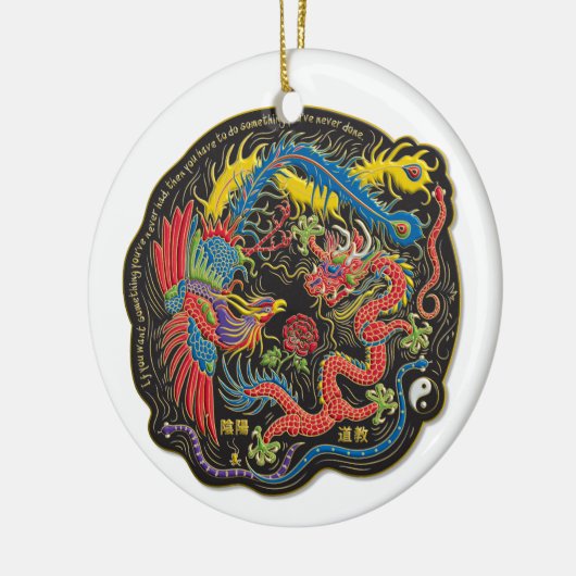Yin Yang Phoenix en Dragon Kerstversiering Keramisch Ornament (Links)