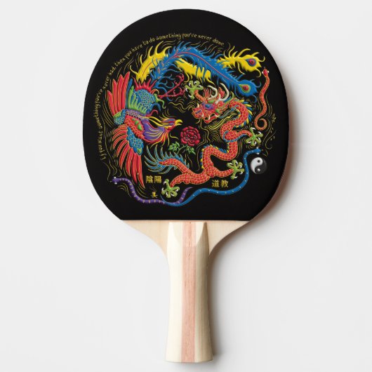 Yin Yang Phoenix en Dragon Ping Pong Paddle Tafeltennisbatje (Voorkant)