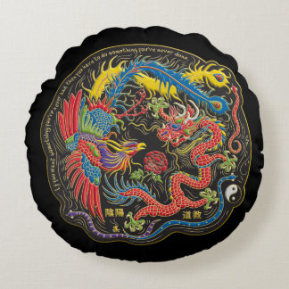 Yin Yang Phoenix en Dragon Sierkussen Rond Kussen