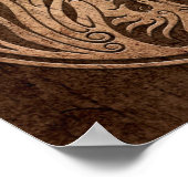 Yin Yang Phoenix met het effect van houtkorrels Poster (Hoek)