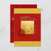 Yin Yang Pig Papercut Chinois Année 2019 Carte Pla (Devant / Derrière)