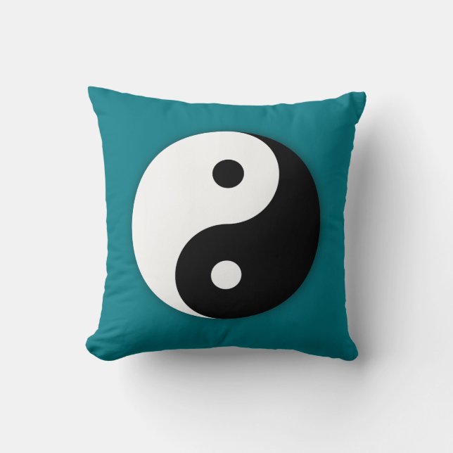 Yin Yang Pillow - Blauwgroen Kussen (Voorkant)