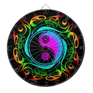 Yin Yang Psychedelic Rainbow-Tattoo Dartbord