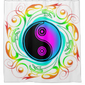 Yin Yang Psychedelic Rainbow-Tattoo Douchegordijn (Voorkant)