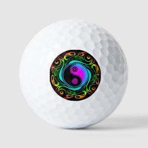 Yin Yang Psychedelic Rainbow-Tattoo Golfballen