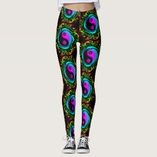 Yin Yang Psychedelic Rainbow-Tattoo Leggings