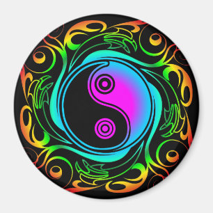 Yin Yang Psychedelic Rainbow-Tattoo Magneet