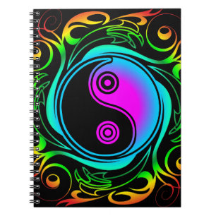 Yin Yang Psychedelic Rainbow-Tattoo Notitieboek