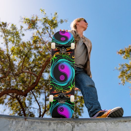 Yin Yang Psychedelic Rainbow-Tattoo Skateboard (Buiten 1)