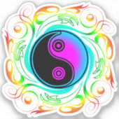 Yin Yang Psychedelic Rainbow-Tattoo Sticker (Voorkant)