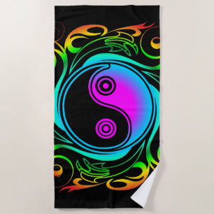 Yin Yang Psychedelic Rainbow-Tattoo Strandlaken