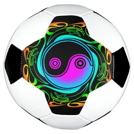 Yin Yang Psychedelic Rainbow-Tattoo Voetbal (Gedraaid)