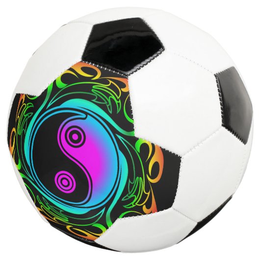 Yin Yang Psychedelic Rainbow-Tattoo Voetbal (Drie kwart)
