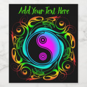 Yin Yang Psychedelic Rainbow-Tattoo Wijn Etiket (Enkel label)