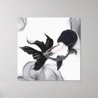 Yin Yang Ranchu Gouden Vis Zwart Wit Canvas Afdruk