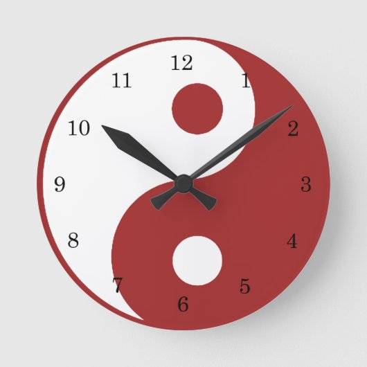 Yin Yang Red en White Symbol Clock Ronde Klok (Voorkant)
