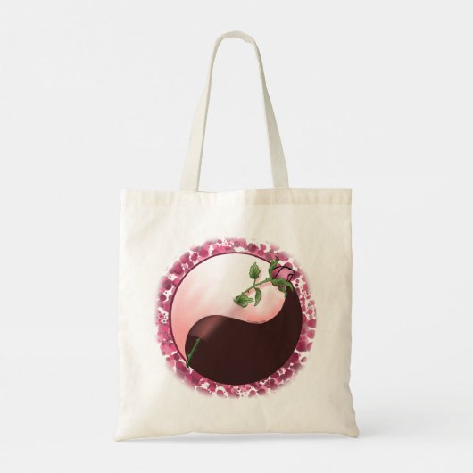 Yin Yang Red Rose canvas tas (Achterkant)