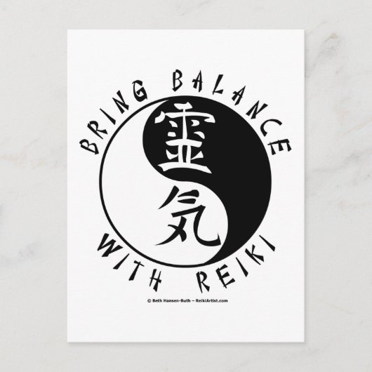 Yin Yang Reiki Kanji Briefkaart (Voorkant)