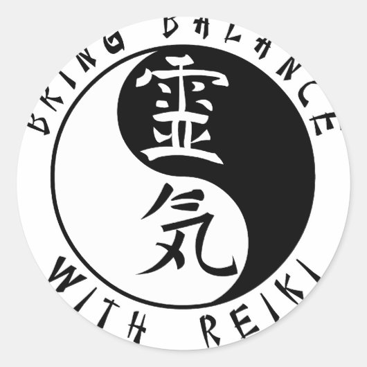 Yin Yang Reiki Kanji Ronde Sticker (Voorkant)