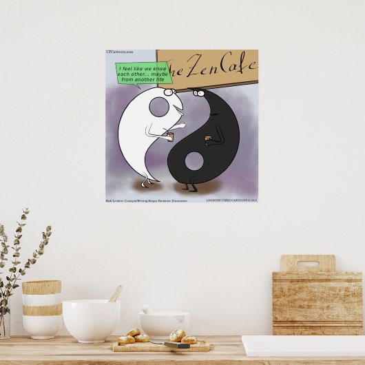 Yin & Yang Rencontrez Funny Zen Poster (Cuisine)