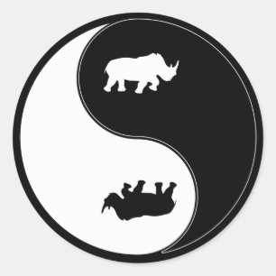 Yin Yang Rhinoceros Ronde Sticker