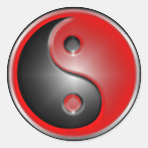 yin-yang-rood ronde sticker