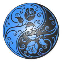 Yin Yang Rozen, blauw en zwart