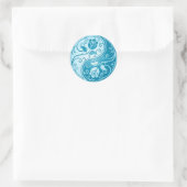 Yin Yang Rozen, blauw Ronde Sticker (Tas)