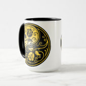 Yin Yang Rozen, geel en zwart Mok (Voorkant links)