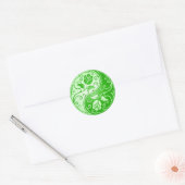 Yin Yang Rozen, groen Ronde Sticker (Envelop)