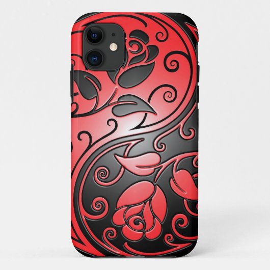 Yin Yang Rozen, rood en zwart Case-Mate iPhone Case (Achterkant)
