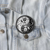 Yin Yang Rozen, zwart Ronde Button 7,6 Cm (In situ)