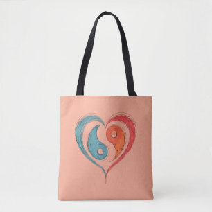 Yin Yang Sac fourre-tout de coeur - Personnalisé