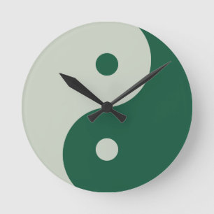 Yin Yang Sage Green Ronde Klok