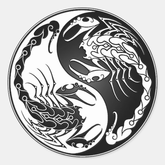 Yin Yang Scorpions Ronde Sticker (Voorkant)
