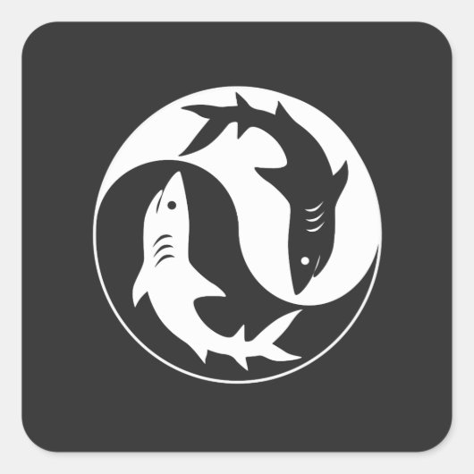 Yin Yang Shark Vierkante Sticker (Voorkant)