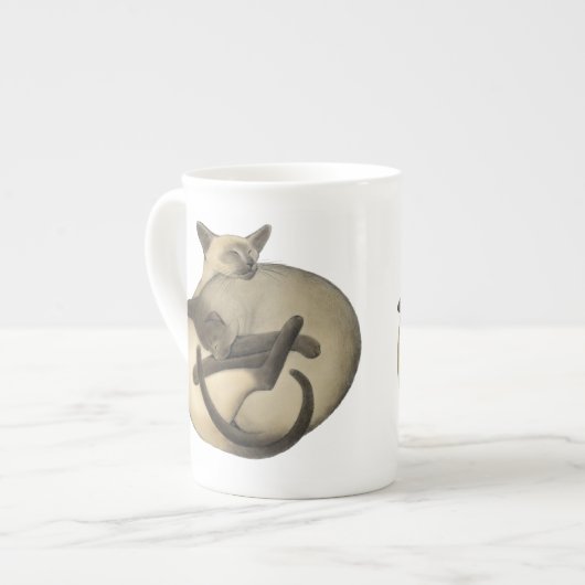 Yin Yang Siamese Cats Bone China Mok (Voorkant links)