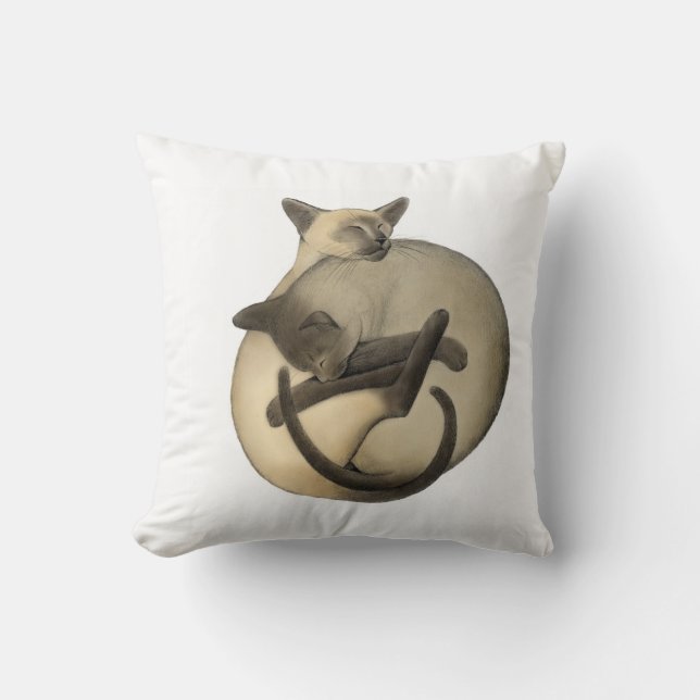 Yin Yang Siamese Katten Pillow Kussen (Voorkant)