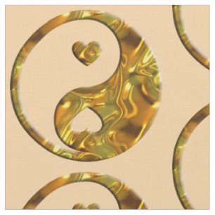 Yin & Yang Sign Hearts Gold + jouw achtergrond Stof