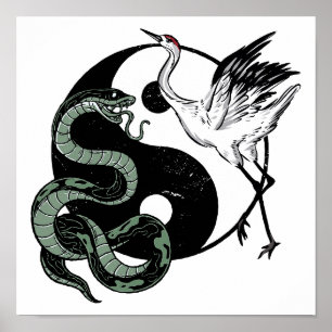 Yin Yang Slang en kraansymbool Poster