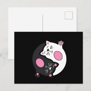 Yin Yang Slapende Katten In Zwart En Wit Briefkaart